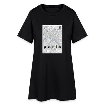 Paris hipster carte de la ville noir blanc - Robe T-shirt Femme - noir - Devant
