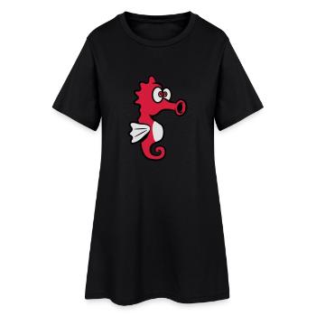 Enfants mignons drôles de hippocampe - Robe T-shirt Femme - noir - Devant