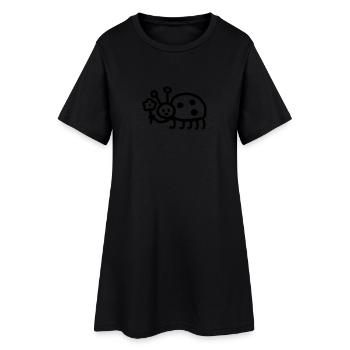Ladybug - Flower - Line - Women’s T-Shirt Dress - black - Front