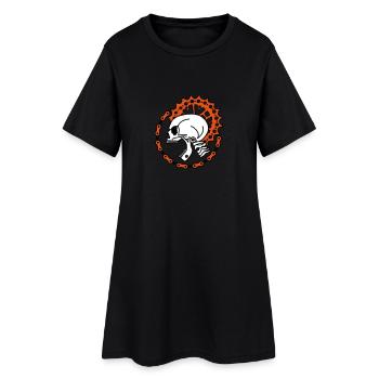 Skull Chain Punk-3c - Frauen T-Shirt-Kleid - Schwarz - Vorne