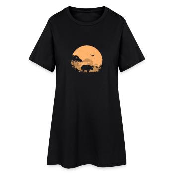 Rhino - Nashorn - Frauen T-Shirt-Kleid - Schwarz - Vorne