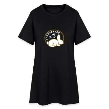 Schneehase 01 - 2farb - Frauen T-Shirt-Kleid - Schwarz - Vorne