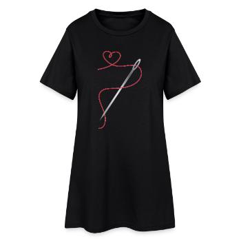 Aiguille et fil à coudre avec cœur - Robe T-shirt Femme - noir - Devant