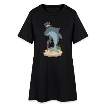 Chapeau haut-de-forme Gentleman Dauphin - Robe T-shirt Femme - noir - Devant