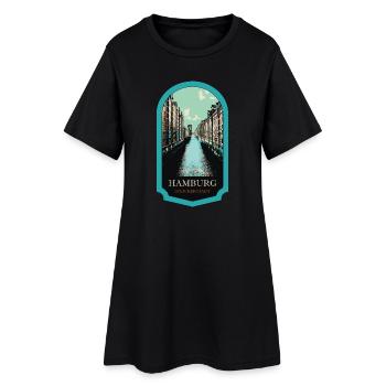 Speicherstadt: Charme historique à Hambourg - Robe T-shirt Femme - noir - Devant