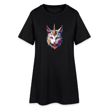 Collection chat licorne 1 - Robe T-shirt Femme - noir - Devant