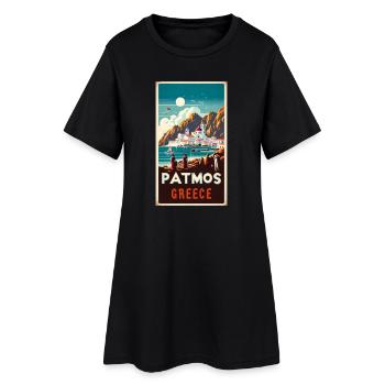 Design de vacances vintage à Patmos en Grèce - Robe T-shirt Femme - noir - Devant