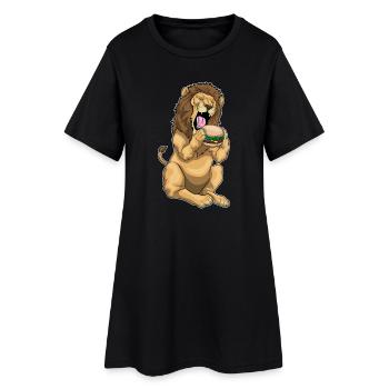 Löwe Cheeseburger - Frauen T-Shirt-Kleid - Schwarz - Vorne