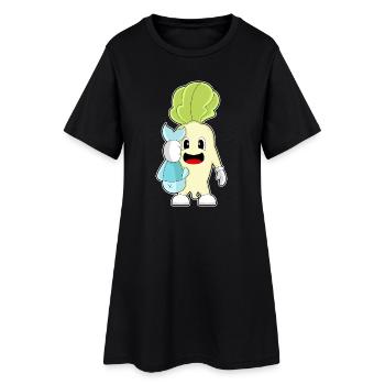 Radieschen Angler Fisch Angeln - Frauen T-Shirt-Kleid - Schwarz - Vorne