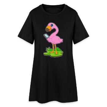 Flamingo Smartphone - Robe T-shirt Femme - noir - Devant