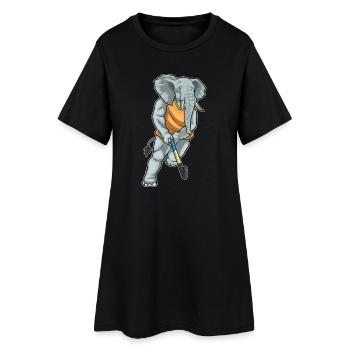 Éléphant de hockey sur gazon avec un bâton de hockey sur gazon - Robe T-shirt Femme - noir - Devant