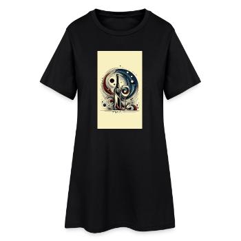 Wein 1 1 - Frauen T-Shirt-Kleid - Schwarz - Vorne