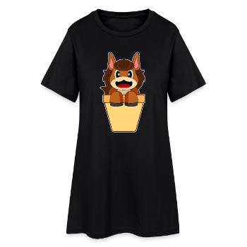 Cornet de glace de cheval - Robe T-shirt Femme - noir - Devant