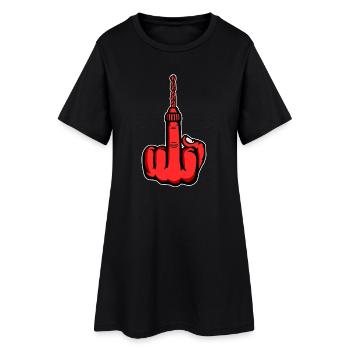 Mittelfinger Stingerfinger Bohrmaschine Design Rot - Frauen T-Shirt-Kleid - Schwarz - Vorne