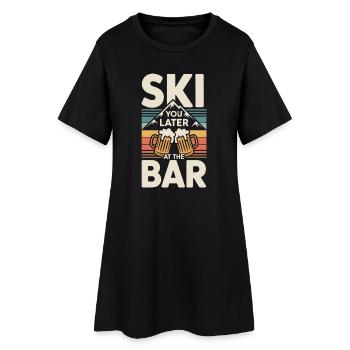 Skier plus tard au bar après ski bar - Robe T-shirt Femme - noir - Devant