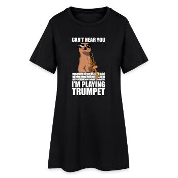 Can't hear you Trompete Trompetenspieler - Frauen T-Shirt-Kleid - Schwarz - Vorne