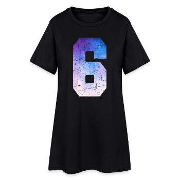 numéro 6 – Cadeau anniversaire 6 ans - Robe T-shirt Femme - noir - Devant