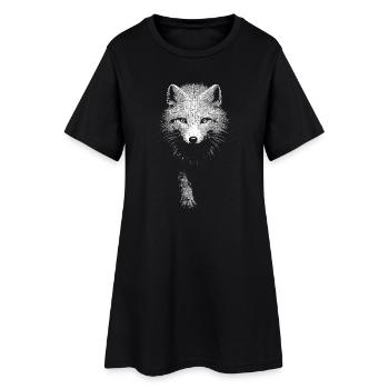 Polarfuchs - Frauen T-Shirt-Kleid - Schwarz - Vorne