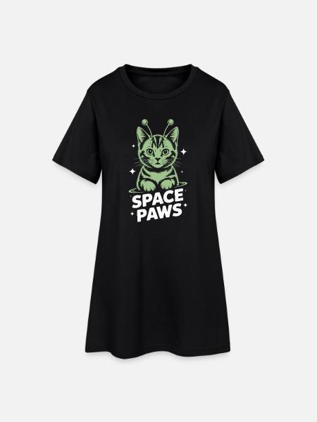 Chat Spatial Pattes Astrales - Robe T-shirt Femme - noir