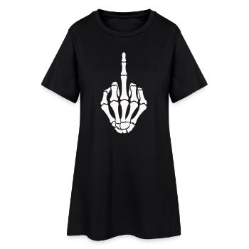 skull-hand_mittelfinger- - Frauen T-Shirt-Kleid - Schwarz - Vorne