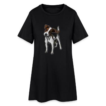 Jack-Russell-Terrier - Frauen T-Shirt-Kleid - Schwarz - Vorne