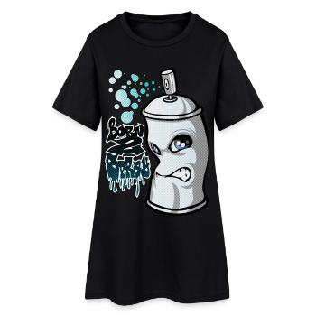 Spray und Graffiti - Frauen T-Shirt-Kleid - Schwarz - Vorne