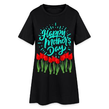 Leuchtende Muttertags-Tulpen - Frauen T-Shirt-Kleid - Schwarz - Vorne