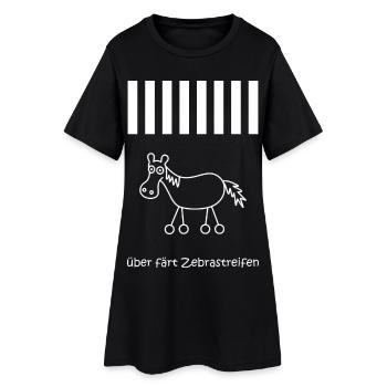über färt zebrastreifen, Pferd mit Rädern, Verkehr - Frauen T-Shirt-Kleid - Schwarz - Vorne