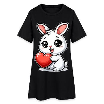 Valentinstag Geschenk Häschen - Liebe & Romantik - Frauen T-Shirt-Kleid - Schwarz - Vorne
