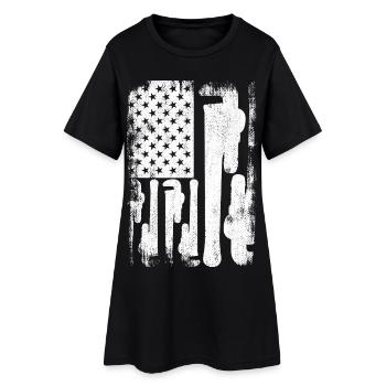 Patriotischer US Klempner - Frauen T-Shirt-Kleid - Schwarz - Vorne