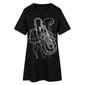 Dessin au trait du joueur de tuba - Robe T-shirt Femme - noir - Devant