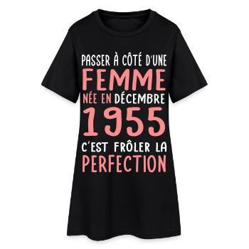 Anniversaire 70 ans - Née en Décembre 1955 - Robe T-shirt Femme - noir - Devant