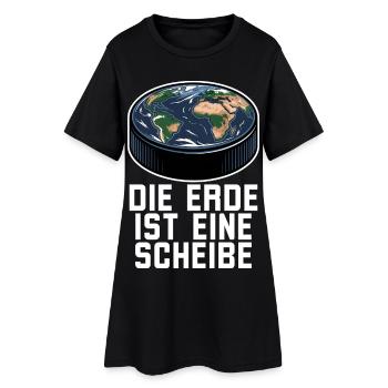 Die Erde Ist Eine Scheibe Eishockey - Frauen T-Shirt-Kleid - Schwarz - Vorne