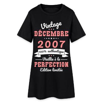 Anniversaire 18 ans - Vintage - Décembre 2007 - Robe T-shirt Femme - noir - Devant