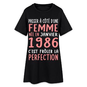 Anniversaire 40 ans - Née en Janvier 1986 - Robe T-shirt Femme - noir - Devant
