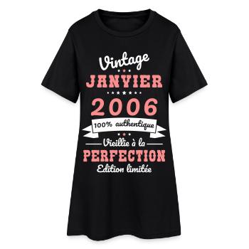 Anniversaire 20 ans - Vintage - Janvier 2006 - Robe T-shirt Femme - noir - Devant