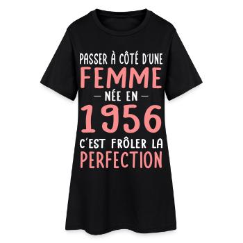 Geboren 1956 – Nahezu Perfektion - Frauen T-Shirt-Kleid - Schwarz - Vorne