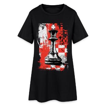 Roi des échecs – Motif de stratégie grunge - Robe T-shirt Femme - noir - Devant
