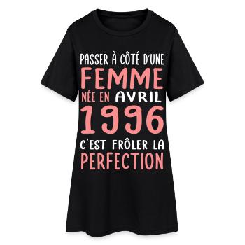 30. Geburtstag – Geboren im April 1996 - Frauen T-Shirt-Kleid - Schwarz - Vorne