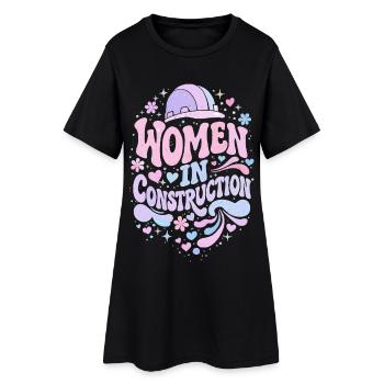 Women in Construction – Pastel Retro - Women’s T-Shirt Dress - black - Front