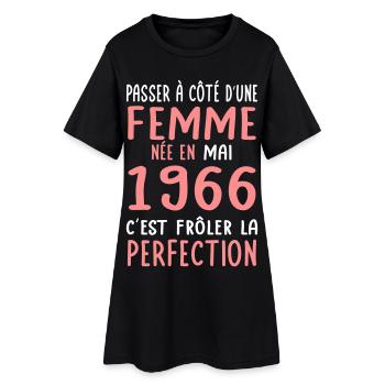 60. Geburtstag – Geboren im Mai 1966 - Frauen T-Shirt-Kleid - Schwarz - Vorne
