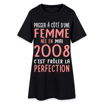Anniversaire 18 ans - Née en Mai 2008 - Robe T-shirt Femme - noir - Devant
