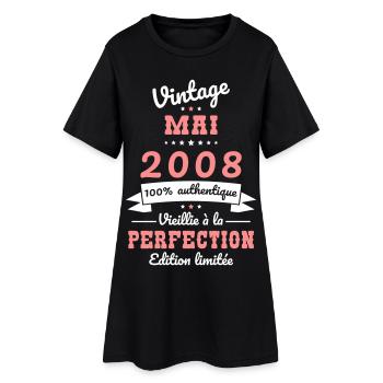 Anniversaire 18 ans - Vintage - Mai 2008 - Robe T-shirt Femme - noir - Devant