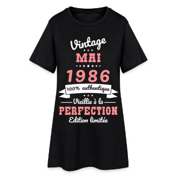 Anniversaire 40 ans - Vintage - Mai 1986 - Robe T-shirt Femme - noir - Devant