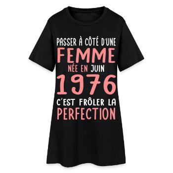 Anniversaire 50 ans - Née en Juin 1976 - Robe T-shirt Femme - noir - Devant
