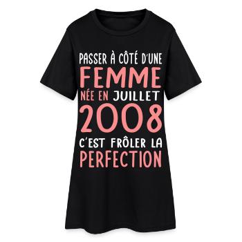 Anniversaire 18 ans - Née en Juillet 2008 - Robe T-shirt Femme - noir - Devant