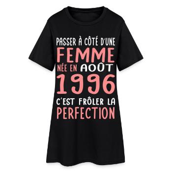 Anniversaire 30 ans - Née en Août 1996 - Robe T-shirt Femme - noir - Devant