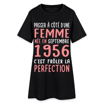 Anniversaire 70 ans - Née en Septembre 1956 - Robe T-shirt Femme - noir - Devant