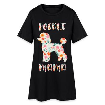 Poodle Mom with Floral Motif - Women’s T-Shirt Dress - black - Front