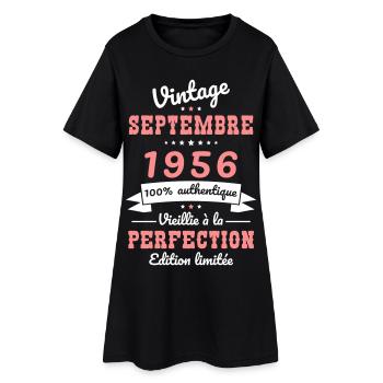 Anniversaire 70 ans - Vintage - Septembre 1956 - Robe T-shirt Femme - noir - Devant